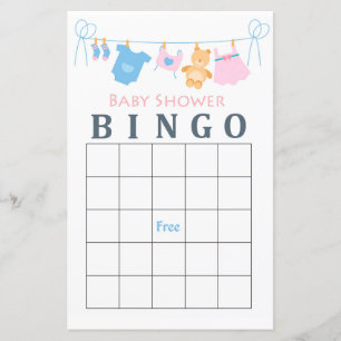 Baby Clothesline tarjeta de bingo para la ducha pa