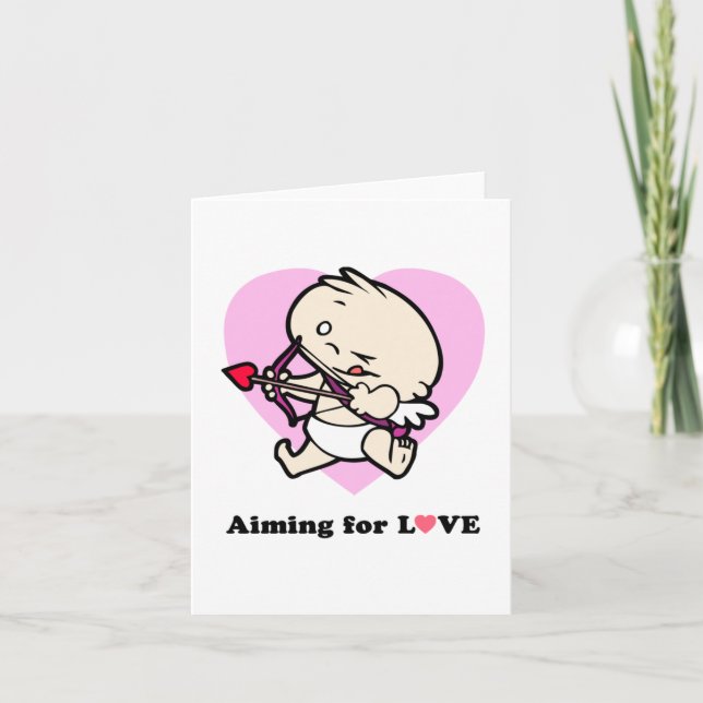 Baby Cupid Apuntando A La Tarjeta De Amor (Anverso)