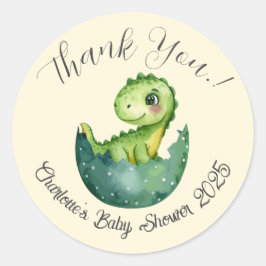 Baby Dino Baby Shower Classic Round Pegatina