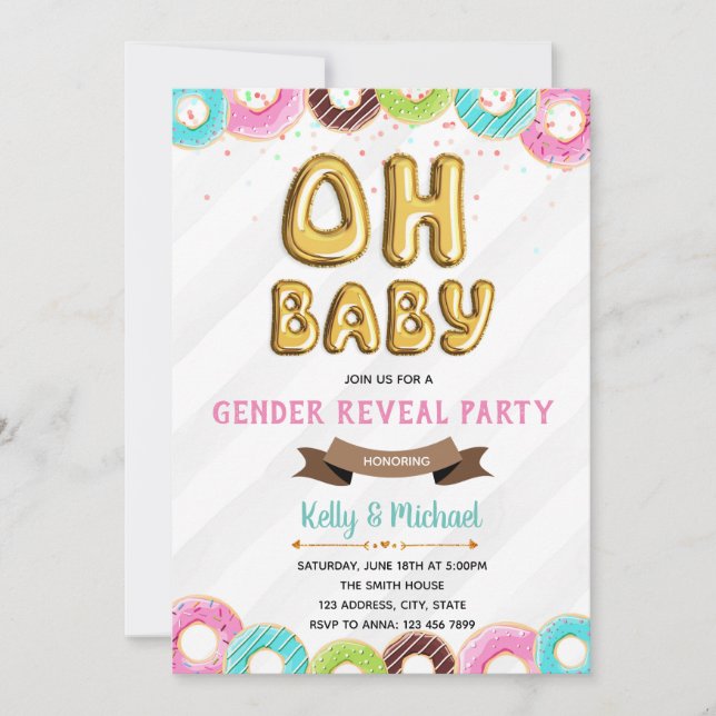Baby Donut género revela la invitación a la fiesta (Anverso)