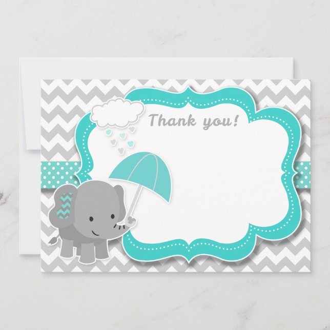 Baby Elephant Boy Baby Shower Tarjeta de agradecim (Anverso)