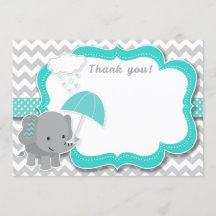 Baby Elephant Boy Baby Shower Tarjeta de agradecim