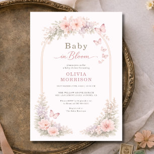 Baby en flor Invitación de baby shower de mariposa
