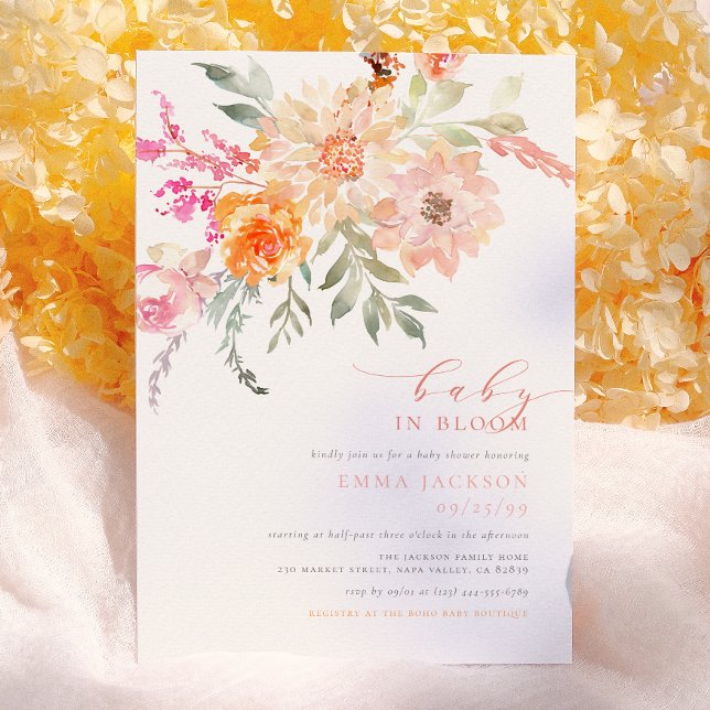 Baby En Flor | Invitación de Ducha Floral de Prima (Subido por el creador)