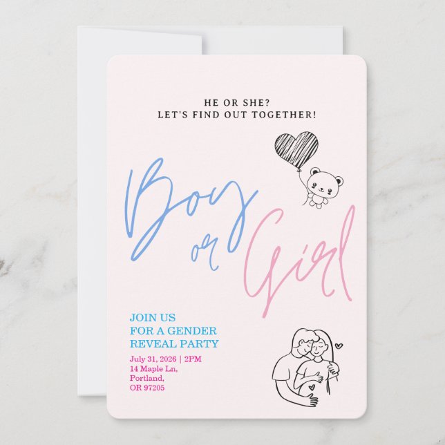 Baby Gender Reveal | Minimalist Invitation (Anverso)