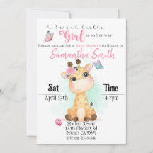 Baby Giraffe digital floral Invitación a la ducha 