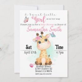 Baby Giraffe digital floral Invitación a la ducha 