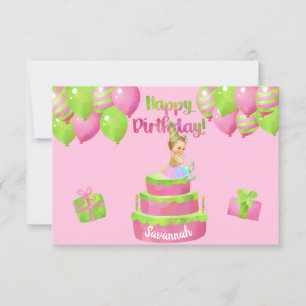 Baby Girl Ballerina Birthday Paper Invitación