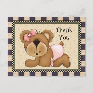 baby Girl Bear Gracias postal