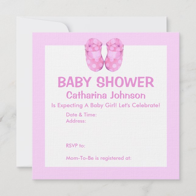 Baby Girl Booties Invitación de Baby Shower (Anverso)
