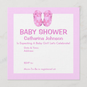 Baby Girl Booties Invitación de Baby Shower