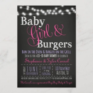 Baby Girl Burgers BBBQ Shower Tarjeta de libro de