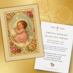 Baby Girl Católica Funeral Memorial Tarjeta Santa