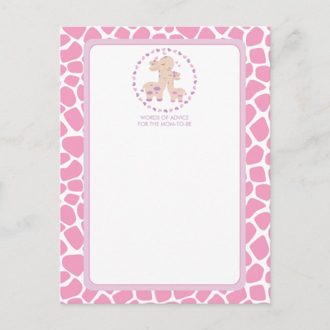 Baby Girl Giraffe Baby Shower Palabras de tarjeta  (Anverso)
