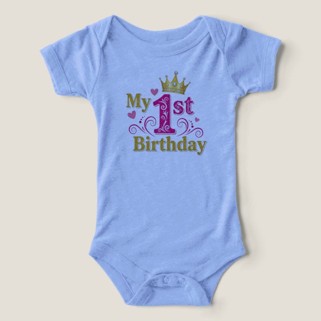 Baby Girl's 1st Birthday Tri-Blend Bodysuit (Diseño delantero )