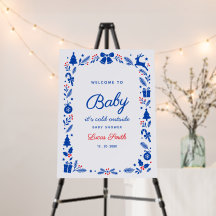 Baby hace frío afuera azul invierno baby shower