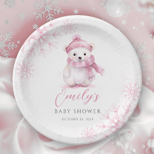 Baby hace frío afuera Platos de papel rosado