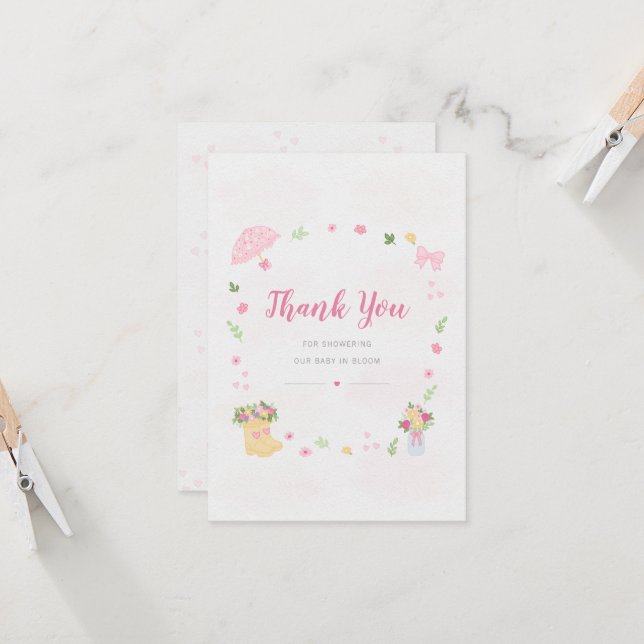 Baby in Bloom Baby Shower Thank You Card (Anverso/Reverso In Situ)