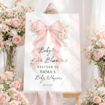Baby in Bloom Pink Bow Girl Baby Shower Welcome