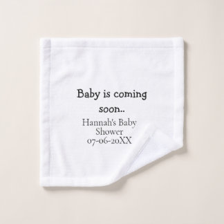 Baby is coming soon baby shower name date typewrit