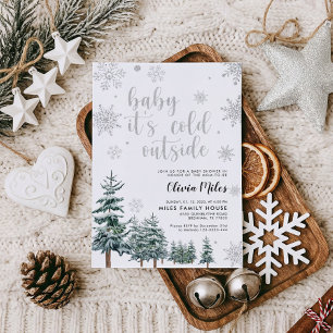Baby It's Cold Fuera Invitación plata de invierno