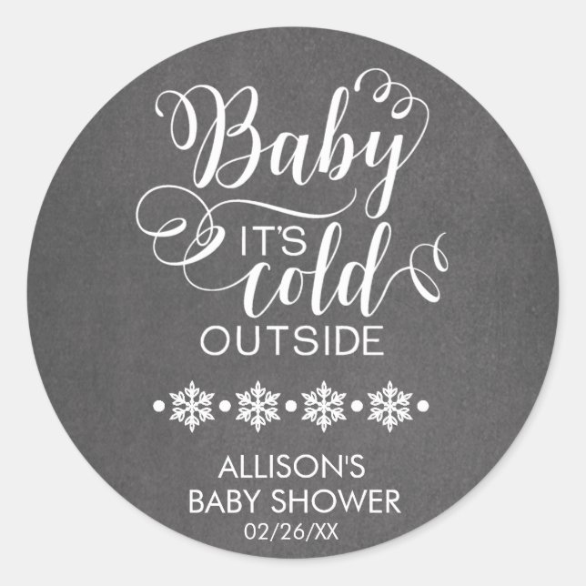 Baby It's Cold Outside Chalkboard Shower Pegatina (Anverso)