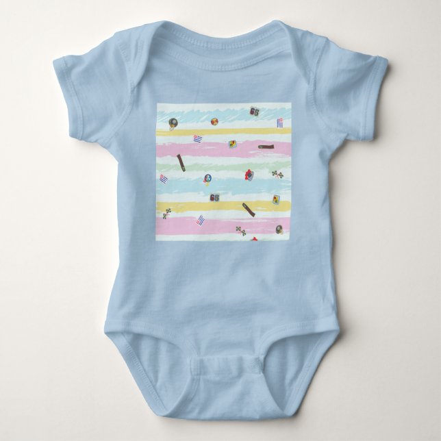 Baby Jersey Bodysuit – Sports & Stripes Pastel  (Anverso)