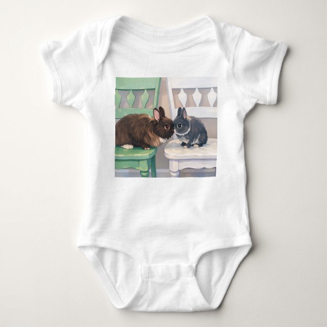 Baby Jersey Bodysuit - Two Adorable Rabbits (Anverso)