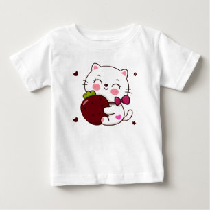 Baby Jersey T-Shirt de amor de gatito de fresa