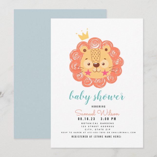 BABY LION Rey de la Invitación de la Selva (Anverso / Reverso)