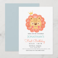 BABY LION Rey de la Invitación del primer cumpleañ