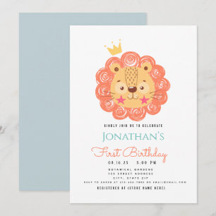 BABY LION Rey de la Invitación del primer cumpleañ
