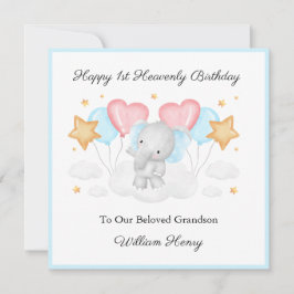 Baby Loss Boy First Birthday Jungle Elephant Card