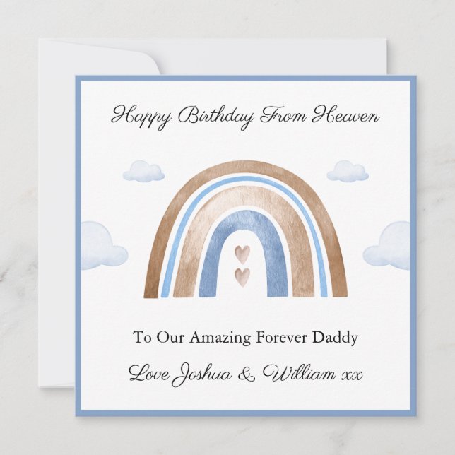 Baby Loss Boy Twins Boho Rainbow Dad Birthday Card (Anverso)