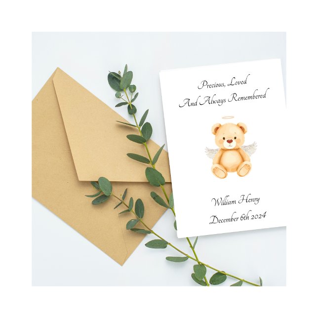 Baby Loss Twin Angel Teddy Bear Card (Subido por el creador)