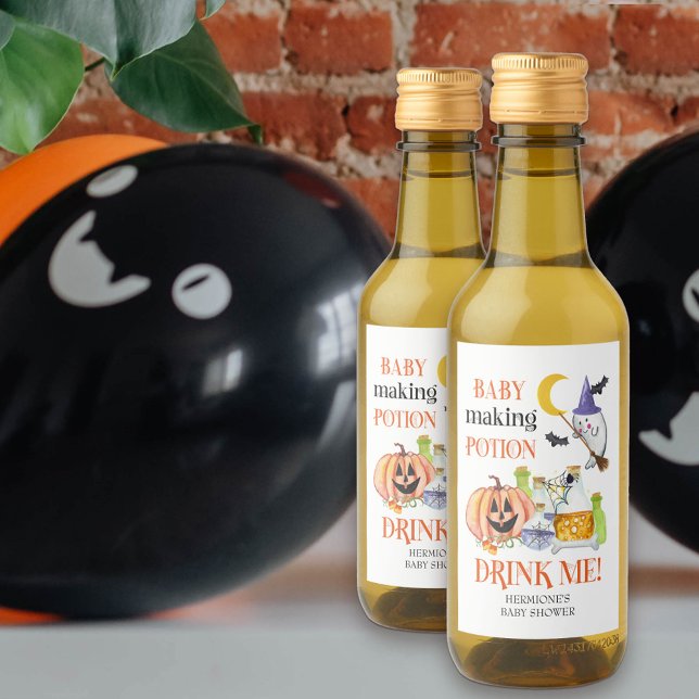 Baby Making Potion Halloween Baby Shower Mini ("drink me" Baby Making Potion baby shower bottle labels)