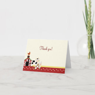 Baby Moo Cow Red Folded Gracias notas
