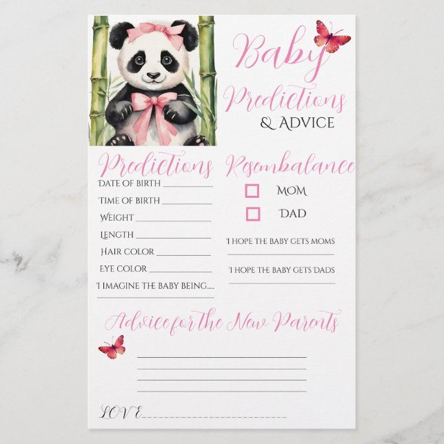 Baby Panda Bear Chica Tarjeta de Asesoramiento sob (Anverso)