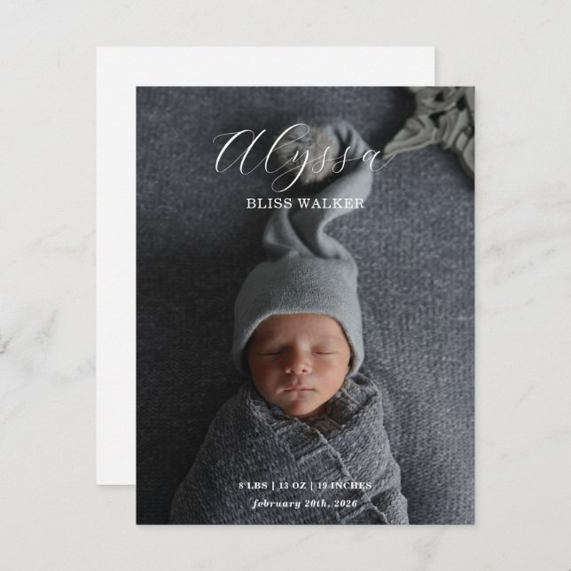 Baby Photo Announcement card (Anverso / Reverso)