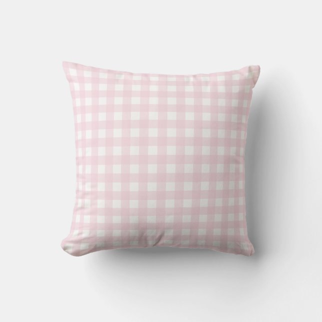 Baby Pink and White Medium Gingham. Cojín lumbar (Anverso)