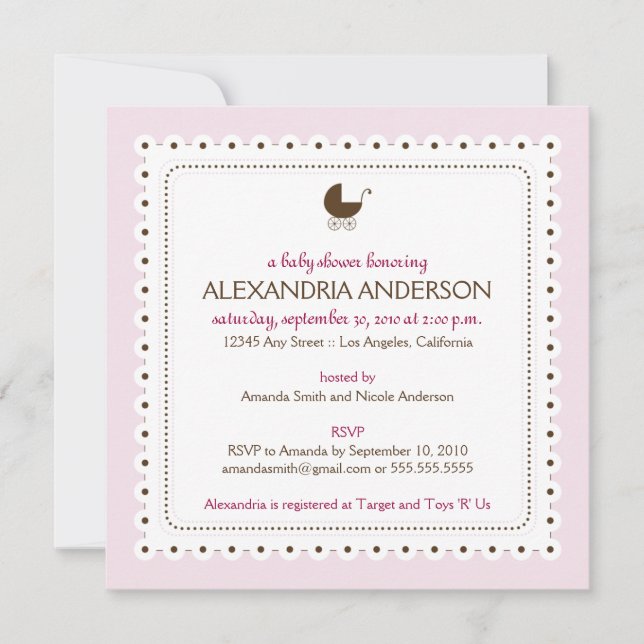 (Baby Pink) Precious Personalizado Invitación a Ba (Anverso)