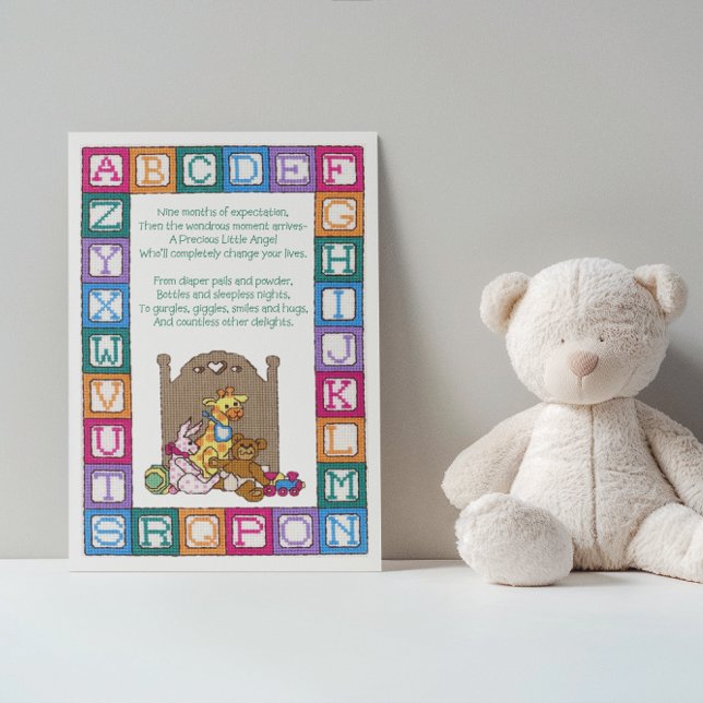 Baby Poem Cross Stitch Nursery Baby Card (Subido por el creador)