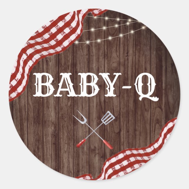 Baby-Q Backyard BBQ Parejas Ducha Favor Pegatinas (Anverso)