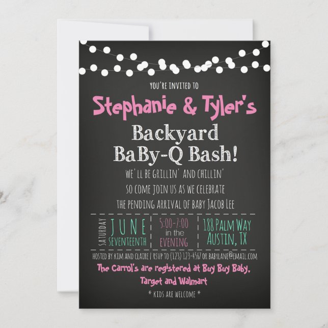 BaBy-Q BBQ Baby Shower Tarjeta de libro de invitac (Anverso)