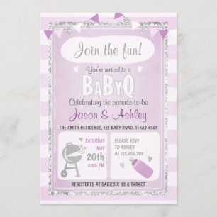 Baby Q invitación Coed BBQ Baby Shower Purple
