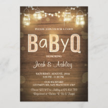 Baby Q invitación Coed BBQ Baby Shower Rustic Wood