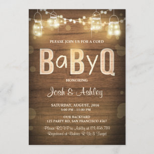 Baby Q invitación Coed BBQ Baby Shower Rustic Wood