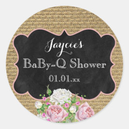 BaBy-Q Shower Burlap Mason Jar Circle Pegatina