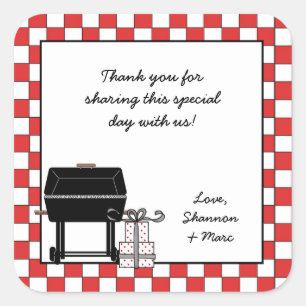 Baby Q Shower Favor Pegatina BBQ Barbeque con parr