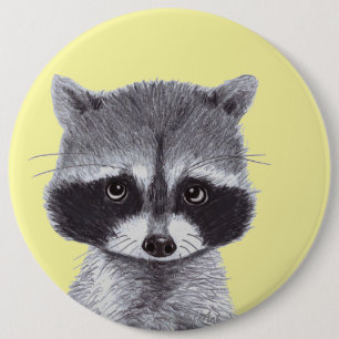 Baby Raccoon en un botón